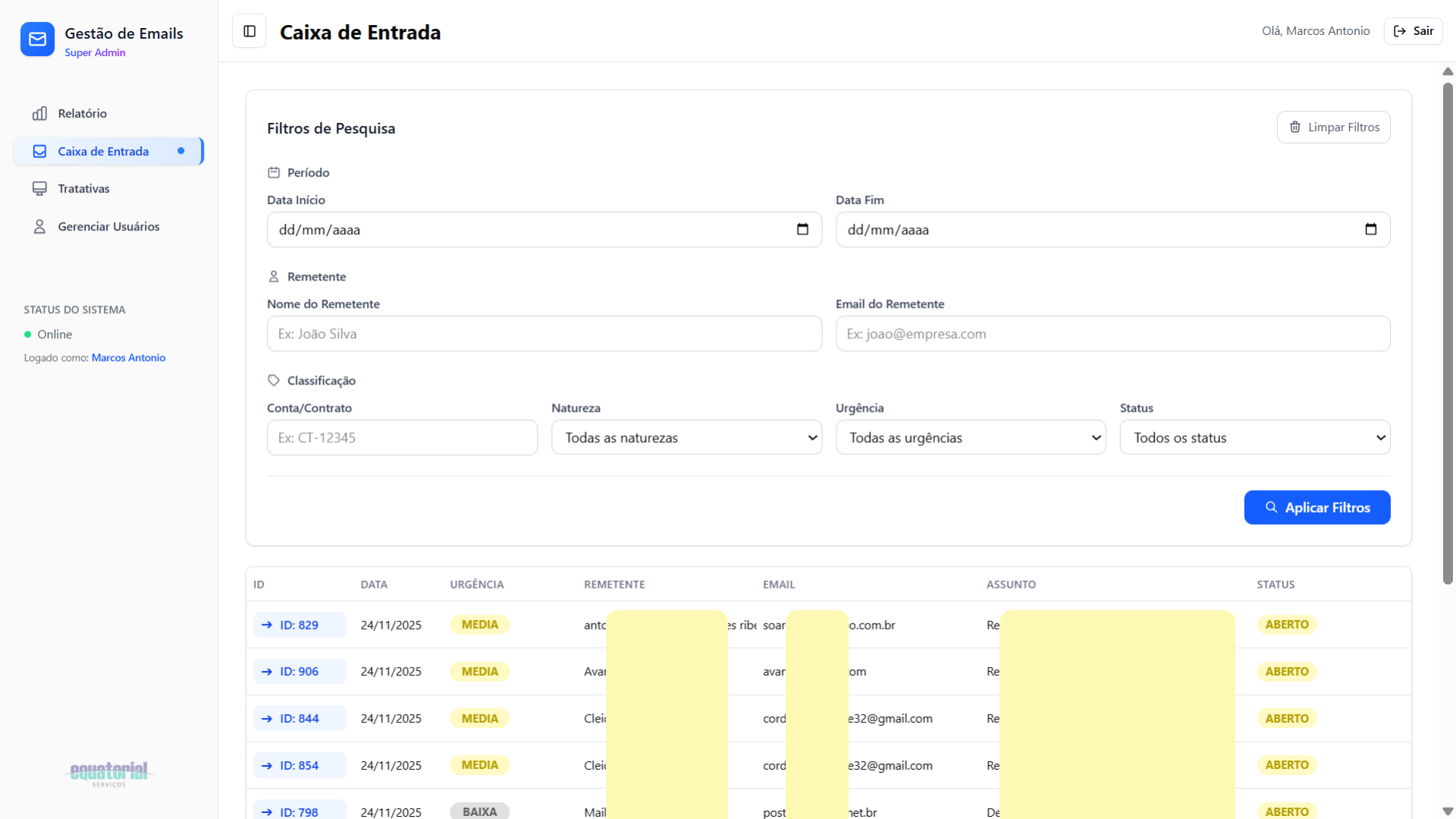 Tela 3 do projeto Gerenciador de Emails