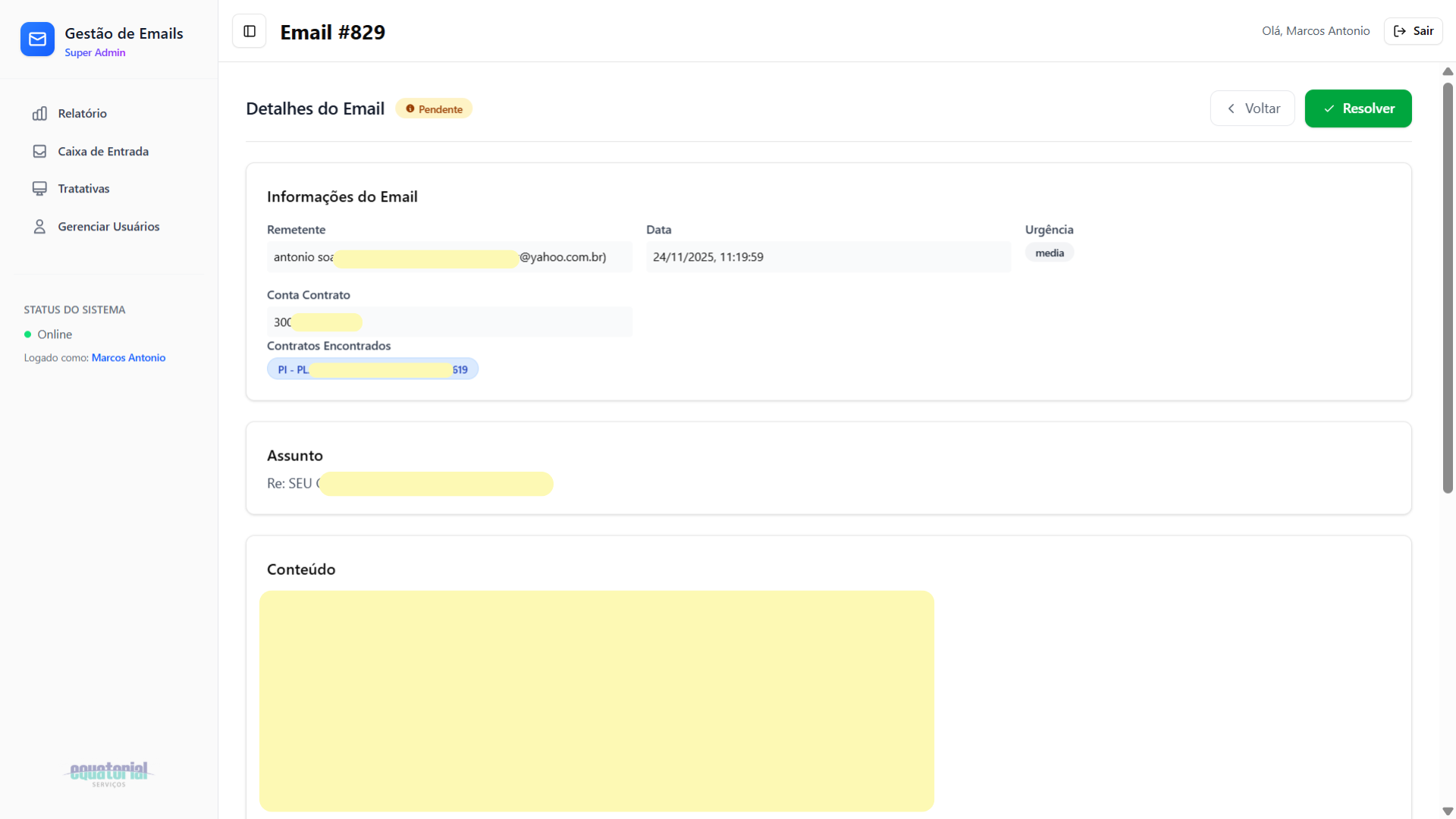 Tela 5 do projeto Gerenciador de Emails