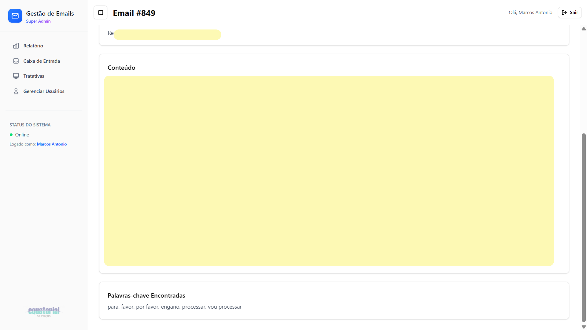 Tela 6 do projeto Gerenciador de Emails