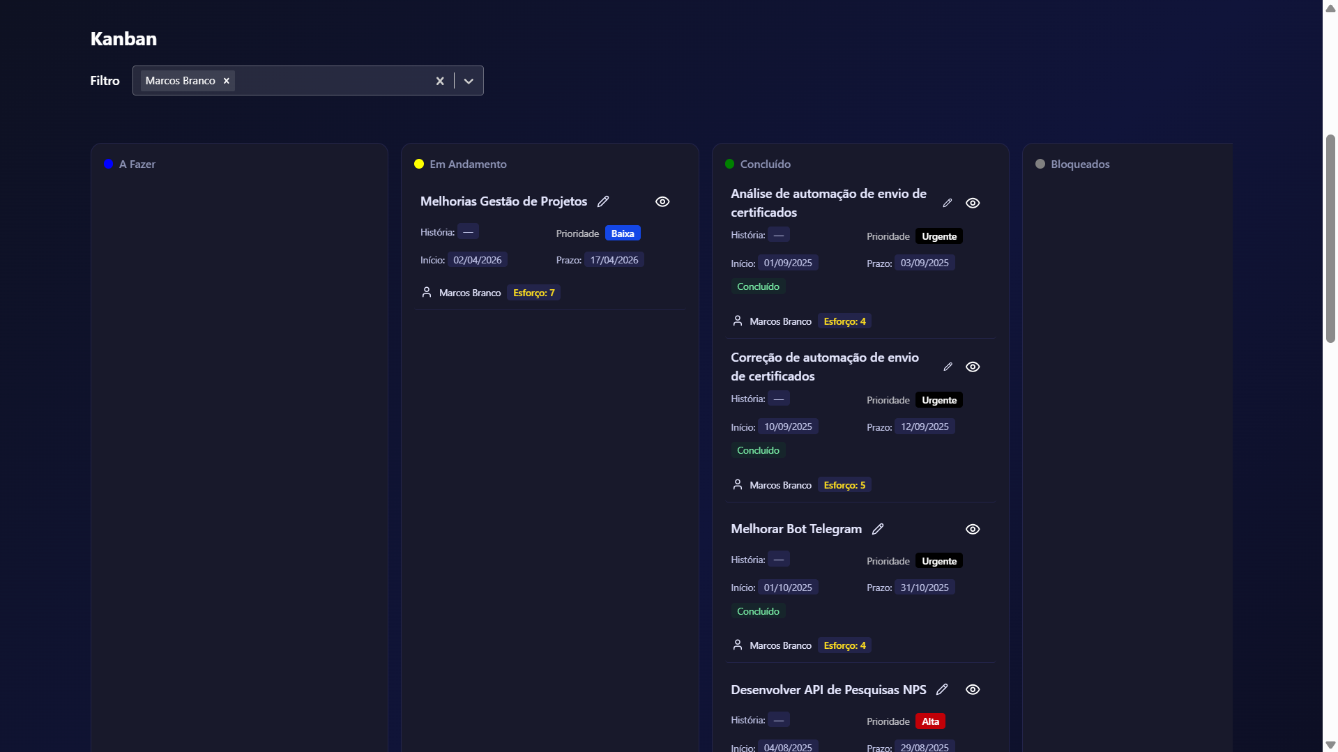Tela 4 do projeto Gerenciador de Projetos